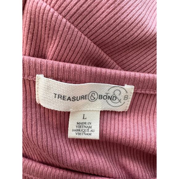 NEW NORDSTROM Treasure & Bond Pink Ribbed Midi Dress Size L - Picture 4 of 5